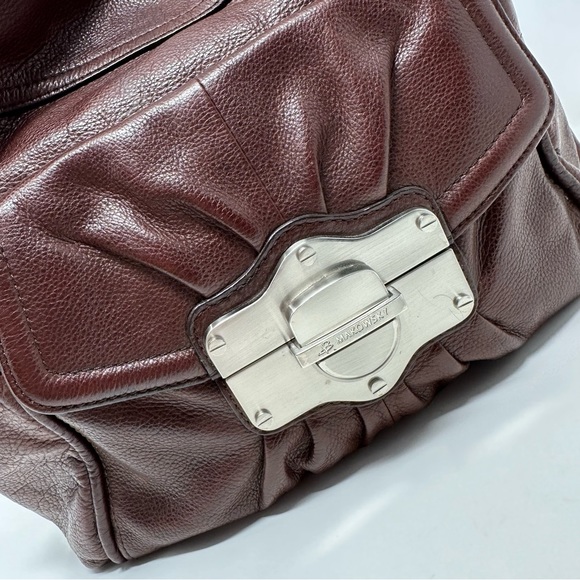 Rare B. MAKOWSKY Brown Leather Handbag with Brushed Steel Hardware - Picture 13 of 14